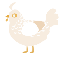 A cream chicken with a half-lace pattern