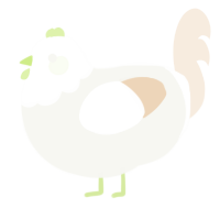 A white and cream chicken with a head pattern