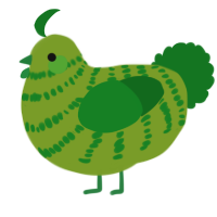 A chartreuse and leaf chicken with a bar pattern