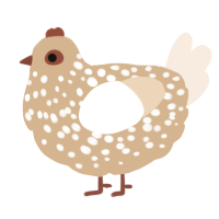 A beige and cream chicken with a speckle pattern