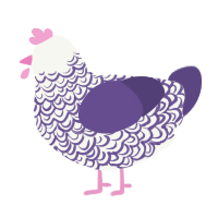 Cherish, a white and lilac chicken with a double-lace pattern