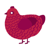 Cherry, a crimson and maroon chicken with a lace pattern