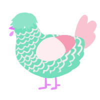 A mint and rose chicken with a lace pattern