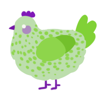 A gluppy and grass chicken with a speckle pattern