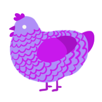 A lilac and amethyst chicken with a lace pattern