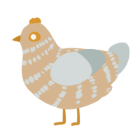 carbonara, a beige and silver chicken with a bar pattern