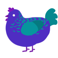 ripple, a indigo and teal chicken with a half-lace pattern