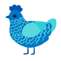 A sapphire and aqua chicken with a lace pattern