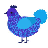 A indigo and sky chicken with a double-lace pattern