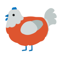 A vermilion and silver chicken with a head pattern
