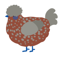 A russet and ash chicken with a speckle pattern