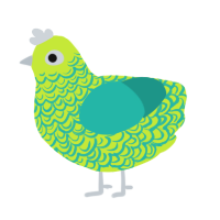 (unnamed), a lime and turquoise chicken with a double-lace pattern