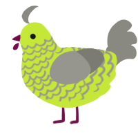 A lime and ash chicken with a lace pattern