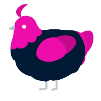 A tumblr and fuchsia chicken with a head pattern