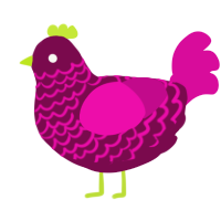 A wine and fuchsia chicken with a lace pattern