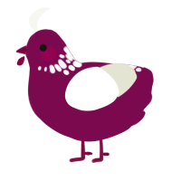 A wine and white chicken with a neck-speckle pattern