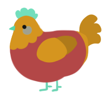 A red and ochre chicken with a head pattern