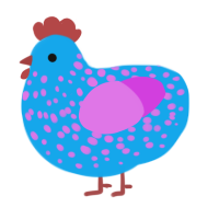 A sky and orchid chicken with a speckle pattern