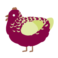 A maroon and lemon chicken with a half-lace pattern