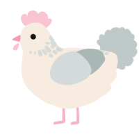 A cream and silver chicken with a neck-speckle pattern