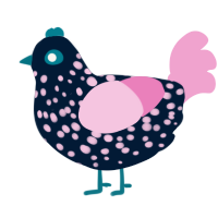 A tumblr and pink chicken with a speckle pattern