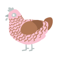 A rose and brown chicken with a lace pattern