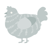 A silver chicken with a bar pattern
