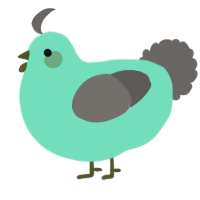 A mint and grey chicken