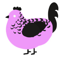 A lavender and sable chicken with a half-lace pattern