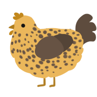 A honey and bark chicken with a speckle pattern