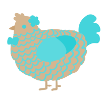 A beige and aqua chicken with a lace pattern