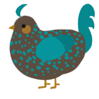 A bark and teal chicken with a speckle pattern