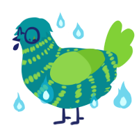 A teal and grass chicken with a bar pattern