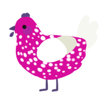 A fuchsia and white chicken with a speckle pattern