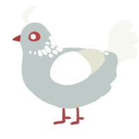 A silver and white chicken with a neck-speckle pattern