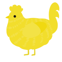 A yellow chicken with a bar pattern