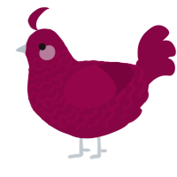 A maroon chicken with a lace pattern