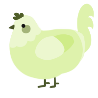 A apple chicken with a head pattern