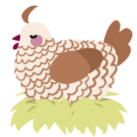 A cream and brown chicken with a lace pattern
