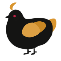 A black and orange chicken