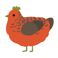 A vermilion and bark chicken with a half-lace pattern