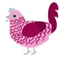 A pink and maroon chicken with a lace pattern