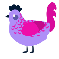 A lilac and fuchsia chicken with a half-lace pattern