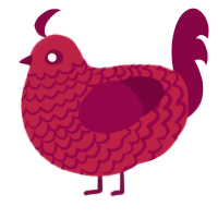 A crimson and maroon chicken with a lace pattern