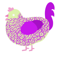 A apple and amethyst chicken with a double-lace pattern