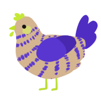 A beige and indigo chicken with a bar pattern