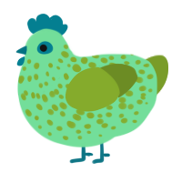 Sherbert D Lyme, a spring and chartreuse chicken with a speckle pattern