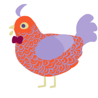 A cerulean and olive chicken with a double-lace pattern