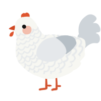 A white and mist chicken with a lace pattern