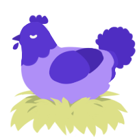 A lilac and indigo chicken with a head pattern